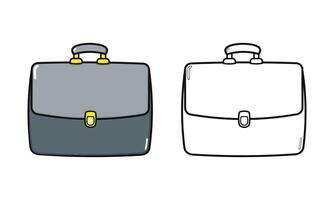 Smiling Briefcase Duo. Cute Office Bag with Coloring Outline vector
