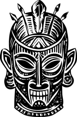 A vintage style illustration of ritual mask