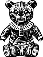 Bear effigy toy illustration in vintage style vector