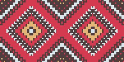 Pixel Geometric Geometrical Pattern Designfolk Embroidery, Aztec Geometric Ornament Print. Design for Carpet, Wallpaper, Clothing, Wrapping, Fabric vector