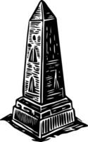 Egyptian obelisk architecture illustration in vintage style vector