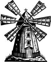 A vintage style illustration windmill architecture vector