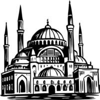 Hagia sophia mosque illustration in vintage style vector