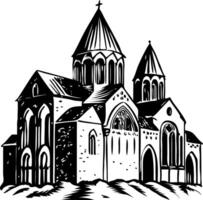 Gothic monastery illustration in vintage style vector