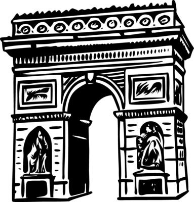 A vintage style illustration of arc de triomphe
