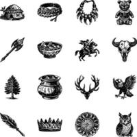 Collection of Native American Vintage Illustrations vector