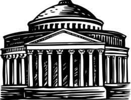 Roman pantheon building illustration in vintage style vector