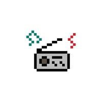 Pixel art of radio transistor radio music player 8 bit design decor. vector