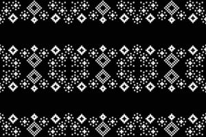 Ethnic pattern with motif cross stitch with color black background ethnic pattern fabric decoration design. vector