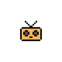 Cute cartoon pixel art of radio transistor radio music player 8 bit. vector