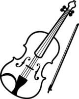 Classical Violin Silhouette with Bow in Line Art Style vector
