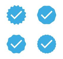 Blue check box tick mark circle square icon set button vector