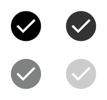 Check box tick mark circle square icon set button correct vector