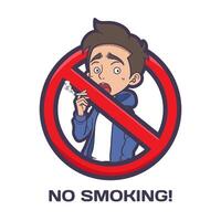 no smoking symbol, Stop smoking no cigarette bad addiction concept. image of a man with a smoking cigarette in his hand vector