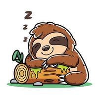A cute sloth relaxing on branch on white background.It can be used for printing, textiles, web design. vector