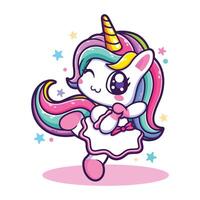 A cute unicorn with cute pose on a white background. It can used for printing and web design. vector