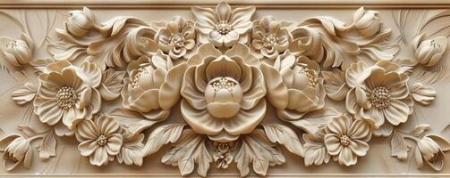 3d rendering of a floral design on a wall photo