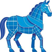 a blue horse with a blue saddle on it vector