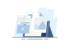 Content Format Concept for web, Content marketing strategy, Website content, Online documents. Various content formats, Content development for digital marketing. Design illustration. vector