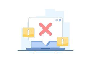 failure concept, system error, failed, rejected, wrong, error. information and warning. illustration of notification message showing cross sign. illustration of minimalist flat design on background. vector