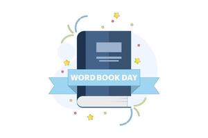 world book day concept. fond of reading books. illustration of stack of books, leaves. knowledge and hobby. happy reader reading book with flat style design. element. flat illustration. vector