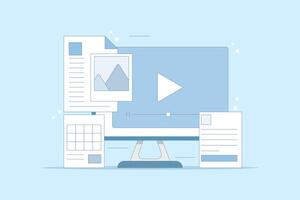 Content Format Concept for web, Content marketing strategy, Website content, Online documents. Various content formats, Content development for digital marketing. flat cartoon design. vector