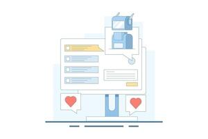 AI Chat Bot Concept integrated with search engine, AI chat helps search engine, AI gives answers to questions. Artificial intelligence, flat design illustration in the background. vector
