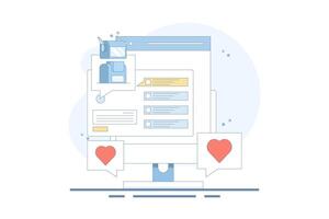 AI Chat Bot Concept integrated with search engine, AI chat helps search engine, AI gives answers to questions. Artificial intelligence, flat simple design illustration on background. vector