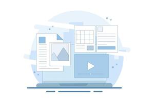 Content Format Concept for web, Content marketing strategy, Website content, Online documents. Various content formats, Content development for digital marketing. illustration. vector