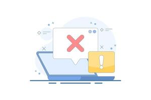 failure concept, system error, failed, rejected, wrong, error. information and warning. illustration of notification message showing cross sign. flat style design illustration on background. vector