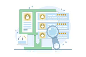 Customer Feedback Concept Sharing feedback online, Online customer survey, Customer experience of products and services. Positive feedback. Flat design illustration on background. vector