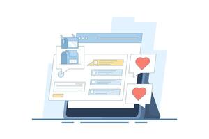 AI Chat Bot concept integrated with search engine, AI chat helps search engine, AI gives answers to questions. Artificial intelligence, flat cartoon design illustration on background. vector