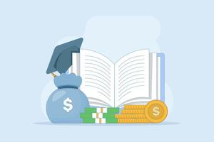 tuition fees in fixed form. Education fund for college, savings for school or university fees, professional qualification fees, study or training fees. Flat cartoon design illustration Background. vector