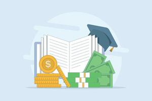 tuition fees in fixed form. Education fund for college, savings for school or university fees, professional qualification fees, study or training fees. Cartoon design illustration Background. vector