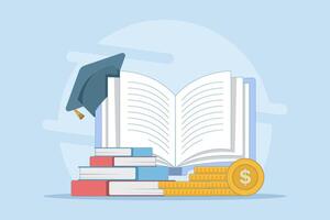 tuition fees in fixed form. Education fund for college, savings for school or university fees, professional qualification fees, study or training fees. Flat design illustration Background. vector