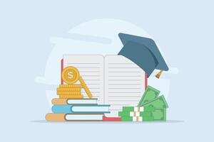 tuition fees in fixed form. Education fund for college, savings for school or university fees, professional qualification fees, study or training fees. Flat illustration Background. vector