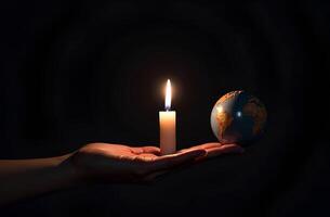 Hope for the Future, A Candle Illuminating the World in Darkness photo
