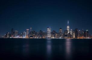 Captivating Nightscape, The Dazzling Lights of the New York City Skyline photo