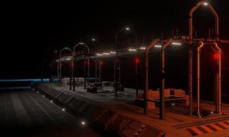 Side walk base of operations science fiction 3d rendering wallpaper background photo