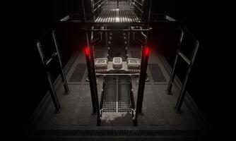 Science fiction base of operation computer modular 3d rendering wallpaper background photo