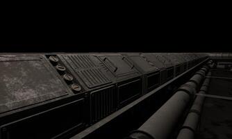 Side view pipelines under floor military base of operation science fiction photo
