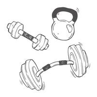 Sketch dumbbell weight illustration in vector