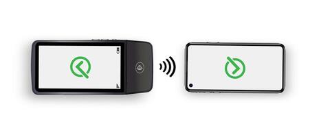 3D Realistic NFC Payment Terminal. Credit Card. Payment Machine. Template for Bank Payment Contactless Terminal. POS Terminal. vector