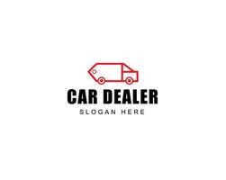 Automobile buying service logo design. Car dealership design. Automotive line art with price tag logotype vector