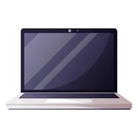 Computer, laptop with blank screen, computer with blank display, laptop front view on white background. Modern computer hardware, user interface demo. vector