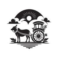 Professional Bullock Cart Cat Silhouette for Use vector