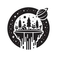Futuristic Floating Garden in Space Vectors Art