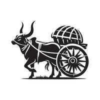 Bullock Cart Cat for Invitation Cards vector