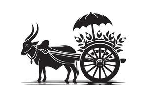 Artistic Bullock Cart Cat Silhouette for Business vector