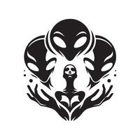 Alien Silhouette in Black for Print Use vector